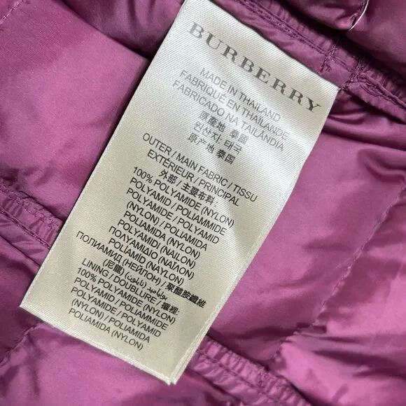 Burberry BRIT Double Breasted Parka Coat Puffer Down Hooded Belt Nova Check XS - Picture 13 of 15